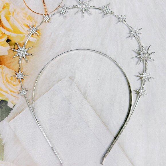 Silver Halo Crown, Goddess Headpiece, Star Halo Crown, Costume Tiara Crown - Picture 4 of 7